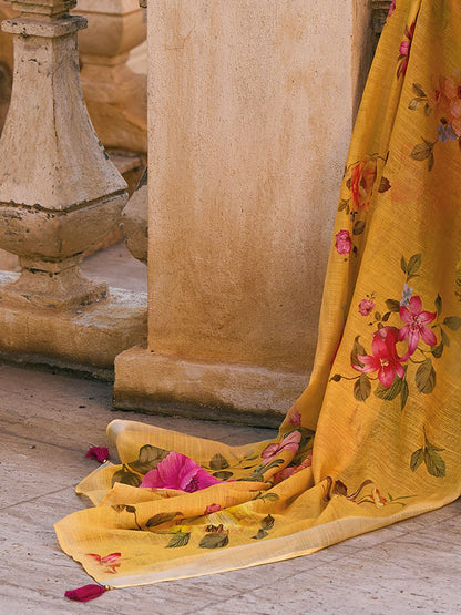 Floral Embroidered Regular Thread Work Pure Cotton Kurta with Trousers & Dupatta