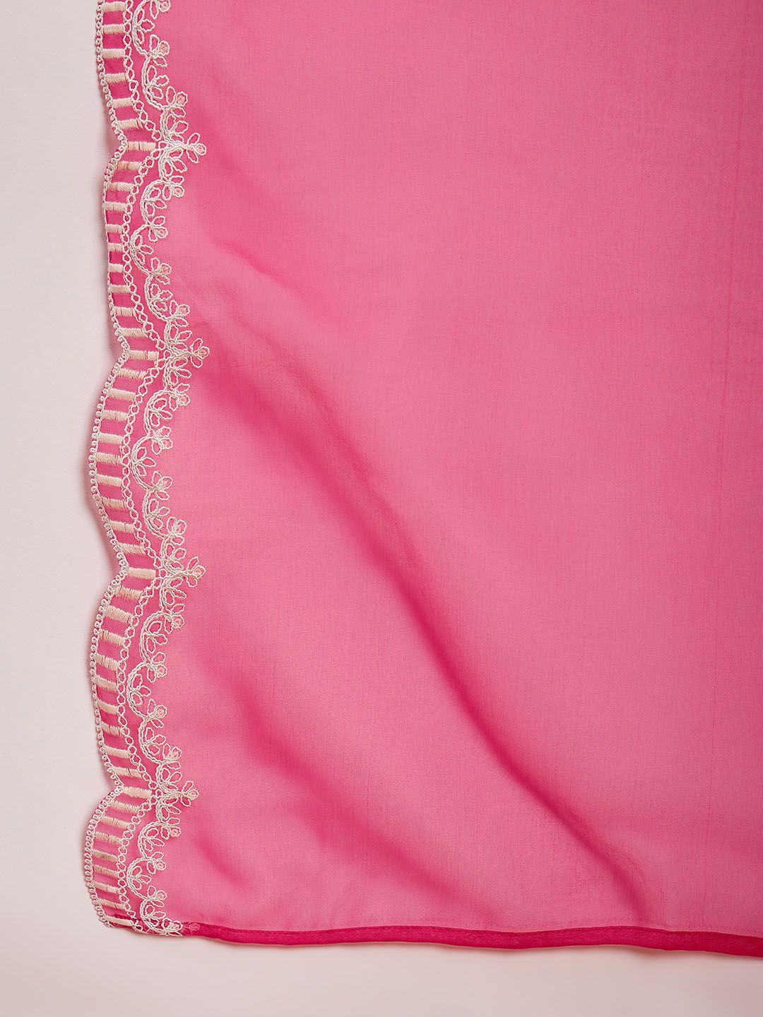 Floral Embroidered Regular Thread Work Liva Kurta with Trousers & Dupatta