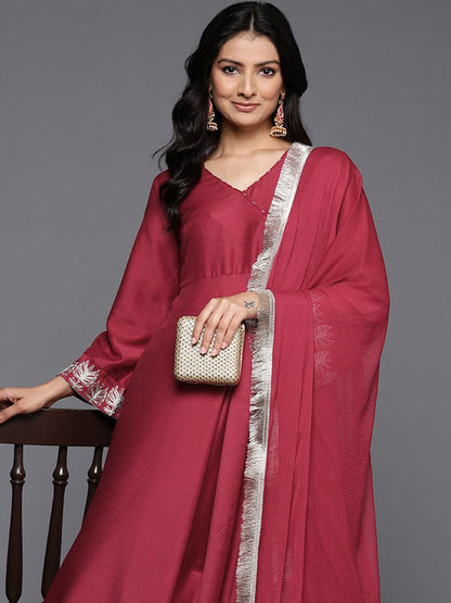 Dhiyona VA Women's Angrakha Kurta with Trousers & With Dupatta