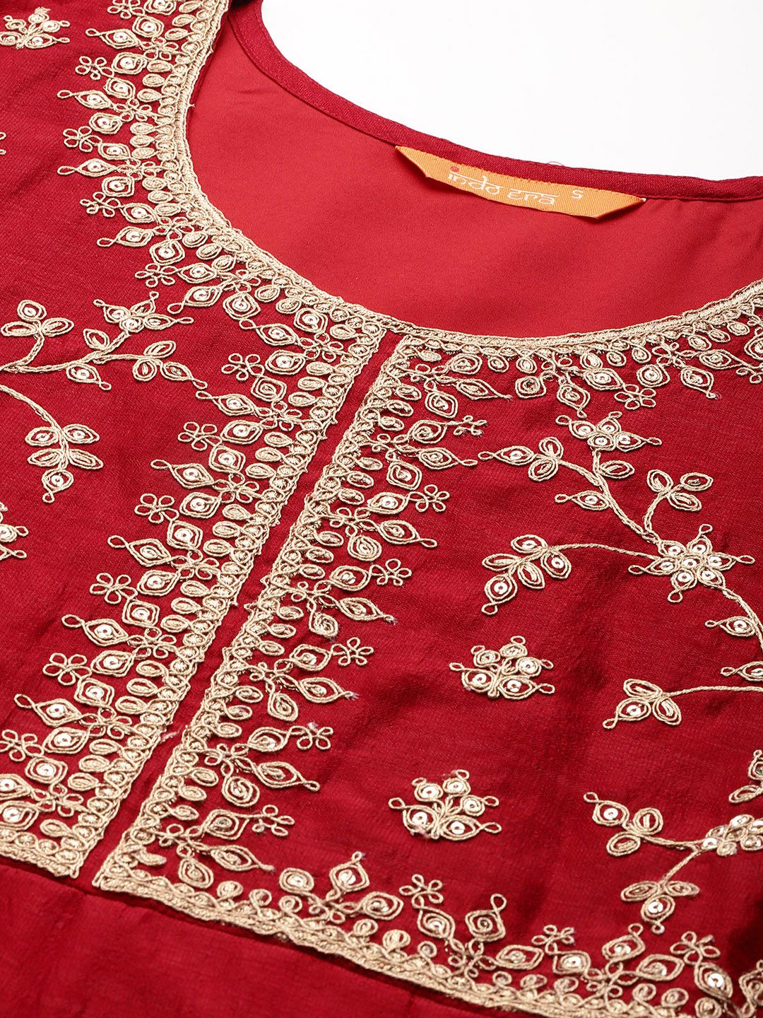 Ethnic Motifs Embroidered Empire Kurta with Trousers & Dupatta