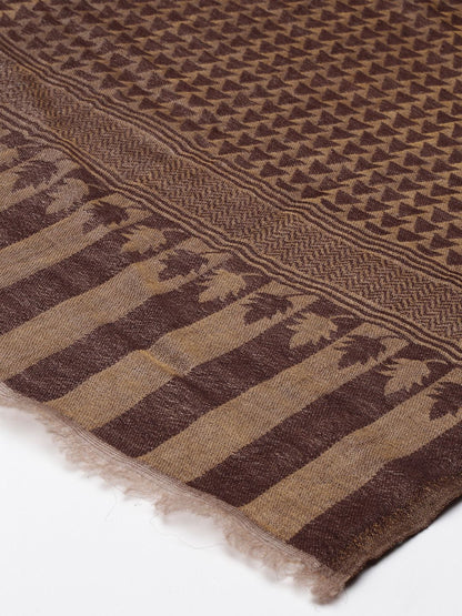 Dhiyona PA Women Brown Woven-Design Woolen Shawl