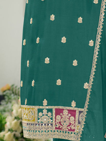 Dhiyona IE Women Ethnic Motifs Embroidered Regular Mirror Work Kurta with Trousers & With Dupatta