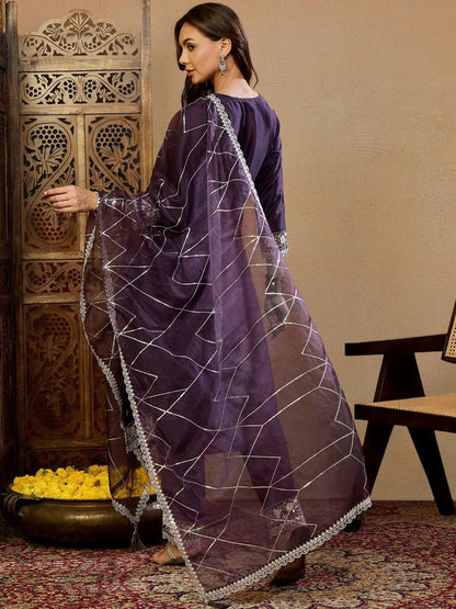 Dhiyona PD Women Women Embroidered Straight Kurta & Trousers With Dupatta Kurta Sets