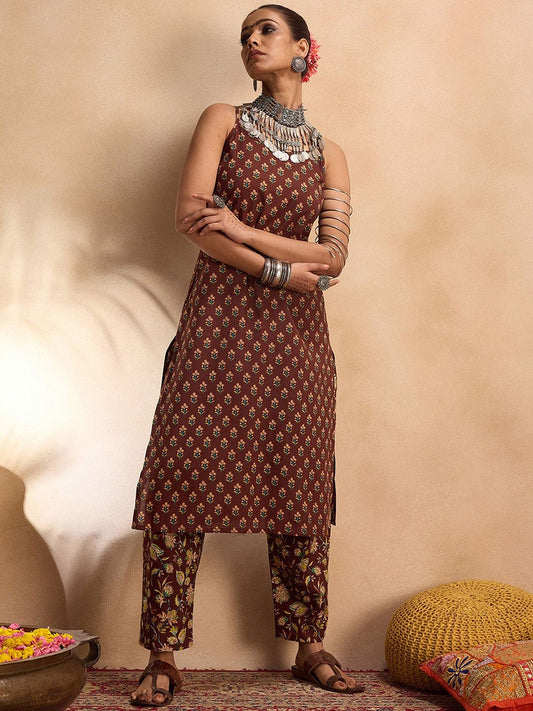 Ethnic Motifs Printed Regular Pure Cotton Kurta with Trousers