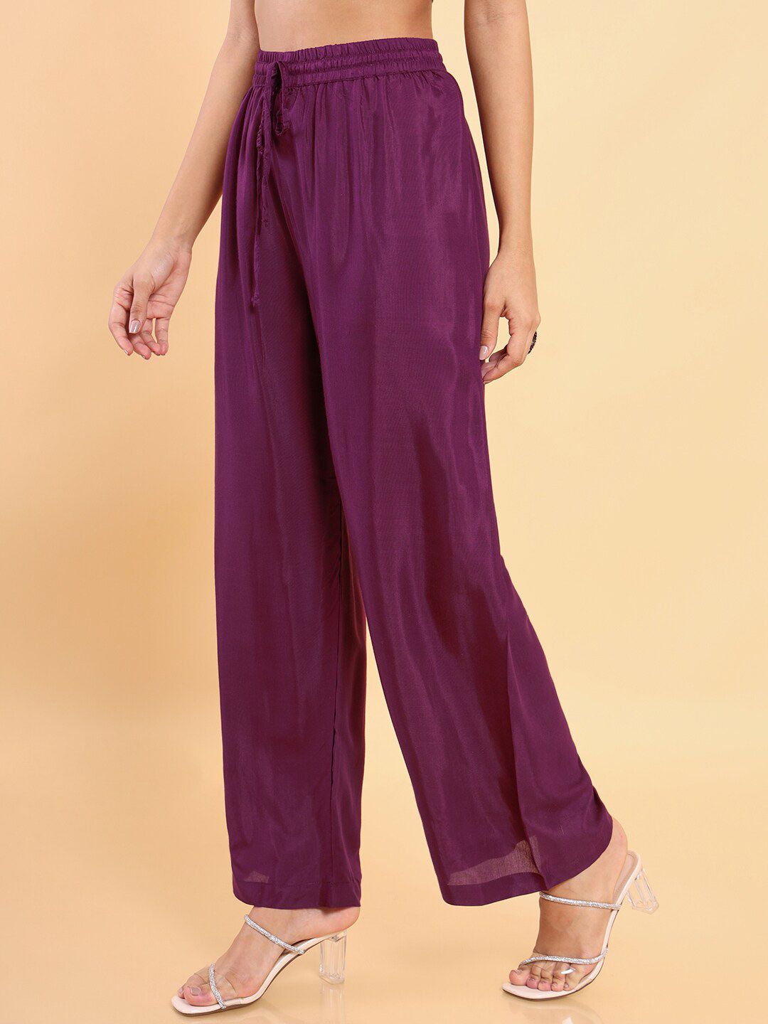 Dhiyona SO Women's Women Purple Chanderi Silk Kurta with Palazzos & With Dupatta