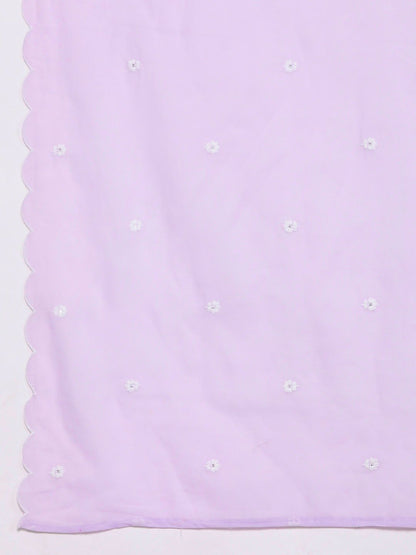 Dhiyona VA Women'sPlus Size Floral Embroidered Empire Thread Work Pure Cotton Kurta Set