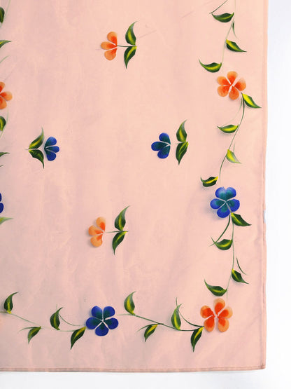 Floral Embroidered Mirror Work Pure Cotton Kurta with Trousers & Dupatta