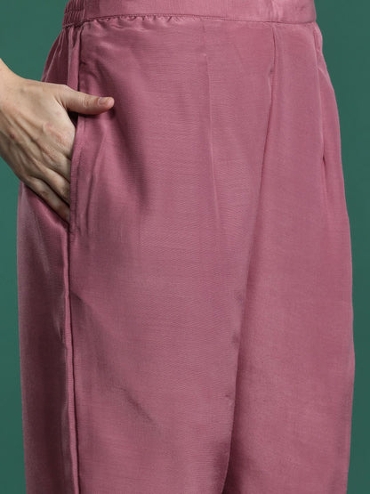 Floral Embroidered Thread Work Kurta with Trousers & With Dupatta