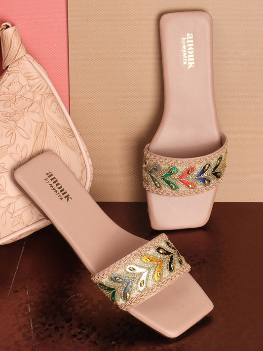 Dhiyona AK Embellished Open Toe Flats