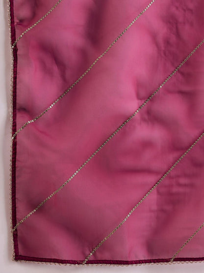 Women Floral Embroidered Pleated Thread Work Liva Kurta with Palazzos & With Dupatta