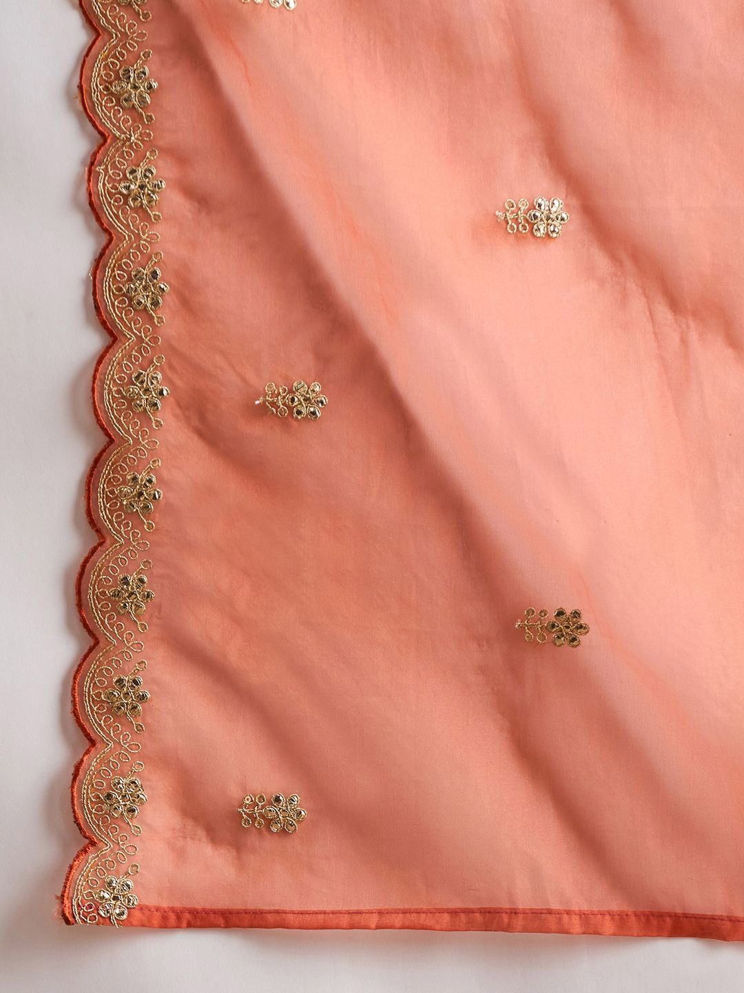 Dhiyona IE Ethnic Motifs Embroidered Gotta Patti Straight Kurta With Trousers & Dupatta