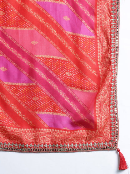 Ethnic Motifs Embroidered Sequinned Kurta with Trousers & With Dupatta