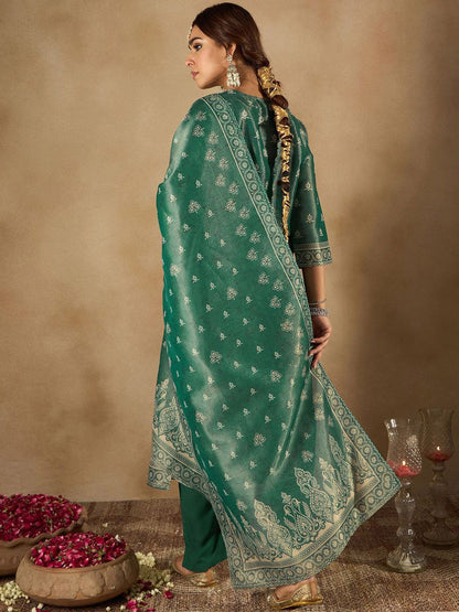 Women Ethnic Motifs Embroidered Regular Kurta with Trousers & With Dupatta