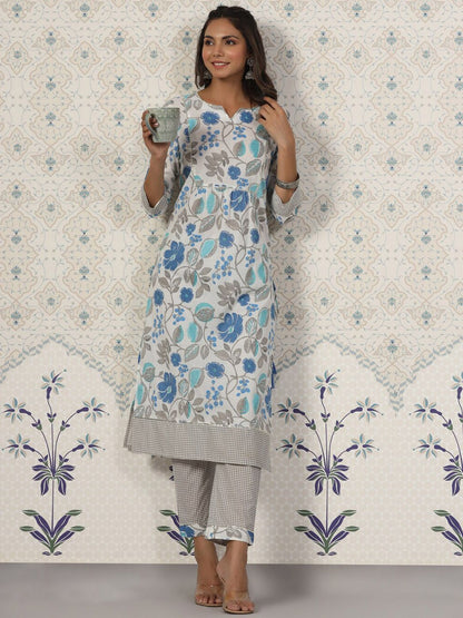 Dhiyona OD  Ethnic Motifs Printed Gotta Patti Pure Cotton Kurta with Trousers