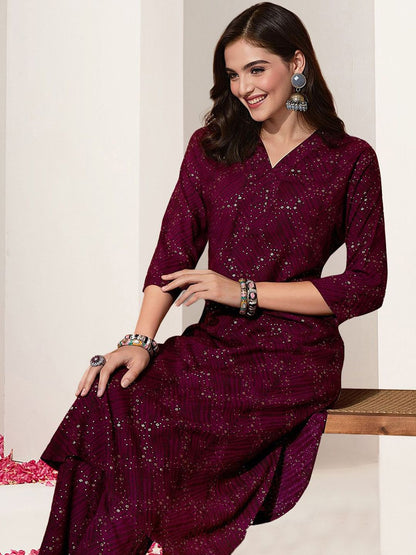Dhiyona IS Women's Ethnic Motifs Printed V-neck Kurta And Trousers