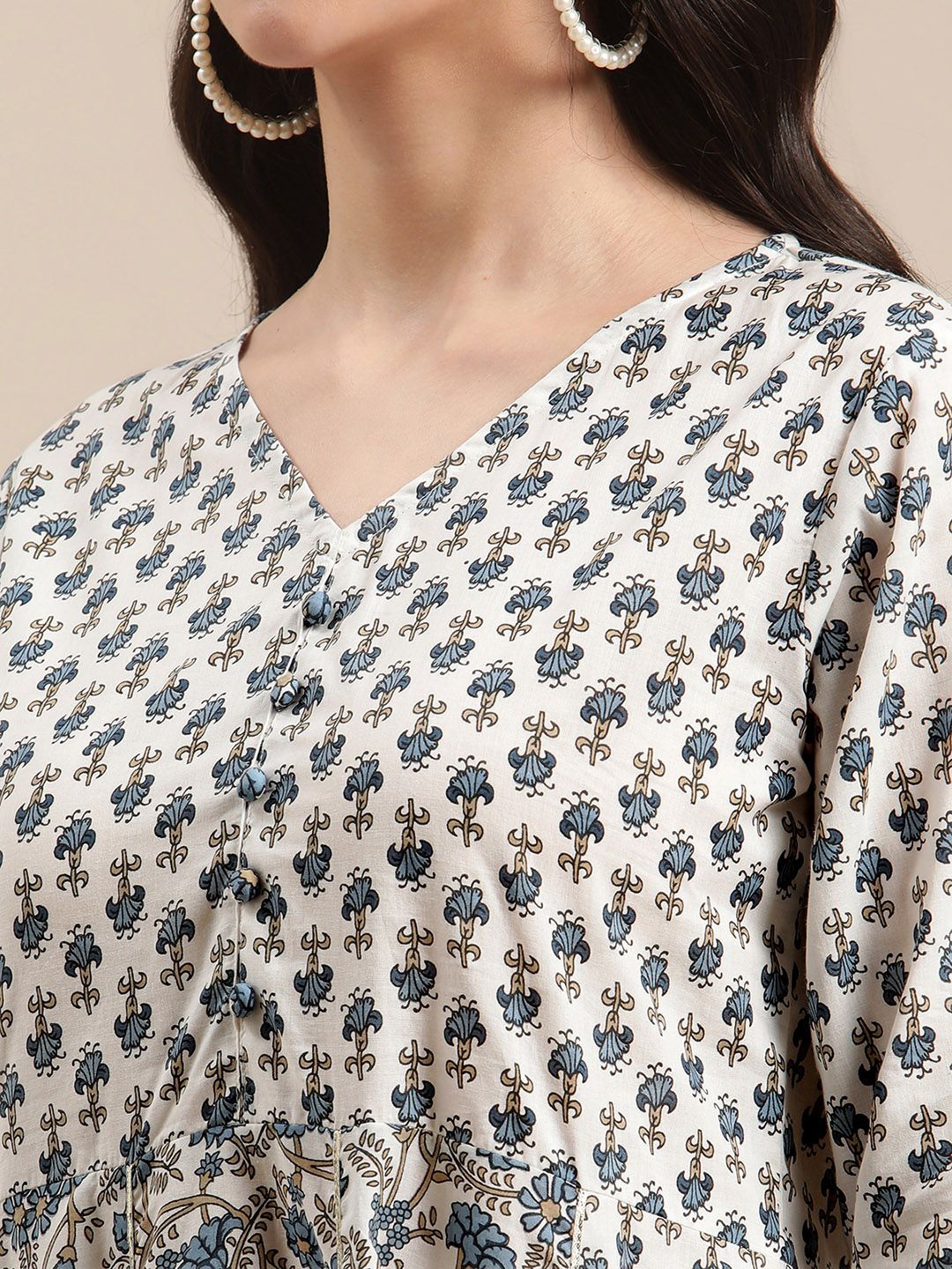 Dhiyona VA Women's White Floral Printed Regular Pure Cotton Kurta with Palazzos & With Dupatta