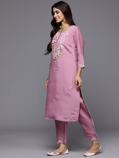 Women Floral Embroidered Regular Sequinned Kurta with Trousers & Dupatta