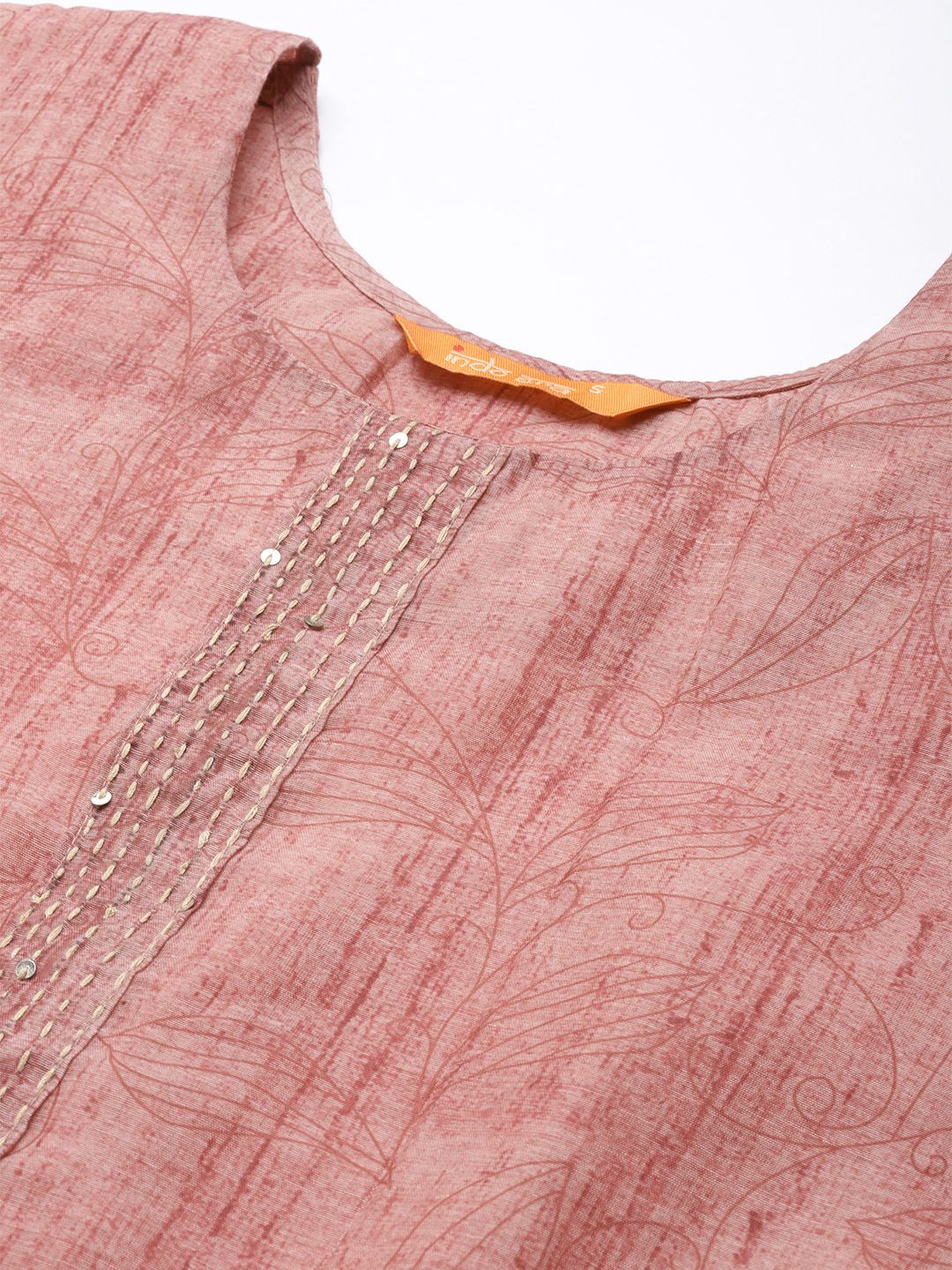 Dhiyona IE Ethnic Motifs Printed Thread Work Chanderi Silk Kurta With Trousers & Dupatta