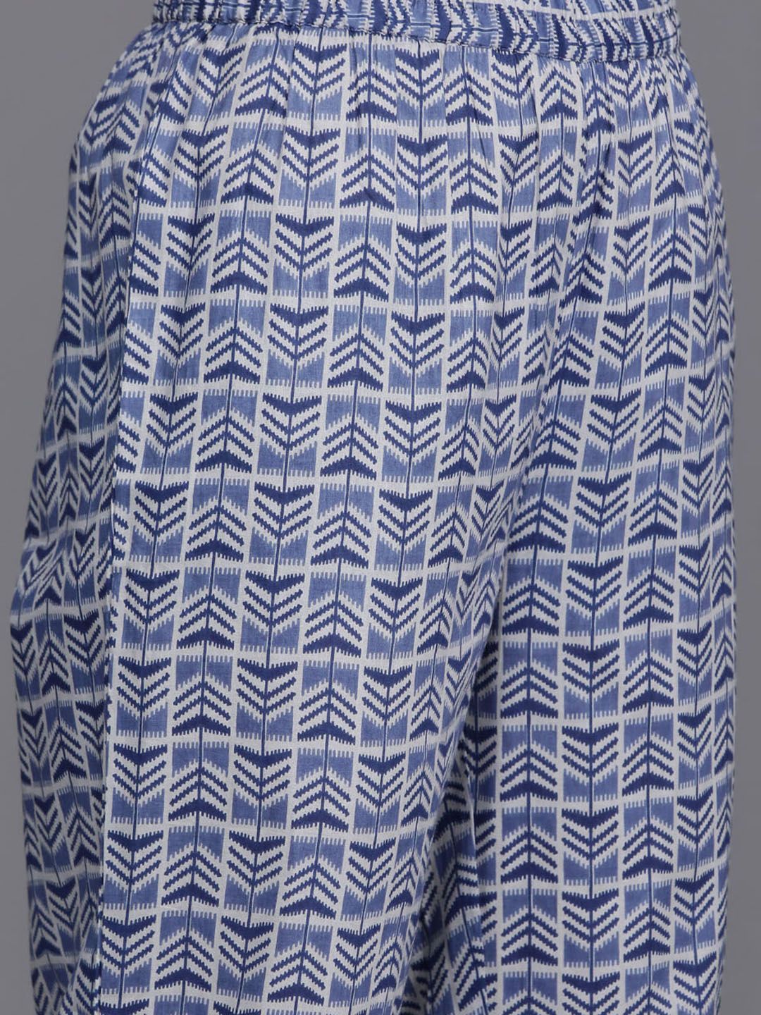 Dhiyona VA Women's Floral Printed Mirror Work Pure Cotton Kurta With Trousers & With Dupatta