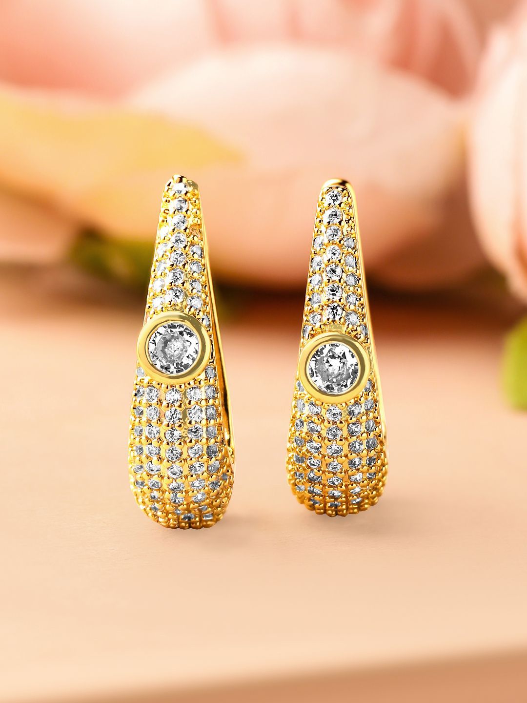 Dhiyona RJ Women's 18K Gold-Plated Cubic Zirconia Studded Statement Mini Hoop Earrings