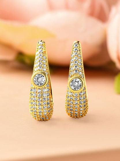 Dhiyona RJ Women's 18K Gold-Plated Cubic Zirconia Studded Statement Mini Hoop Earrings