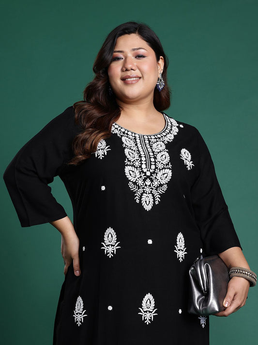 Dhiyona IE Plus Size Ethnic Motifs Embroidered Sequinned Kurta