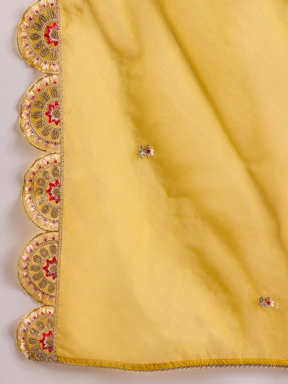 Women Ethnic Motifs Embroidered Regular Kurta with Trousers & With Dupatta