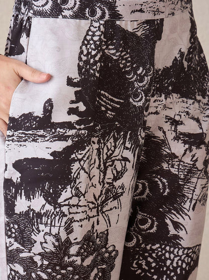 Dhiyona IE Women Floral Printed Regular Pure Cotton Kurta with Trousers
