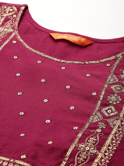 Dhiyona IE Women Embroidered Straight Kurta Set