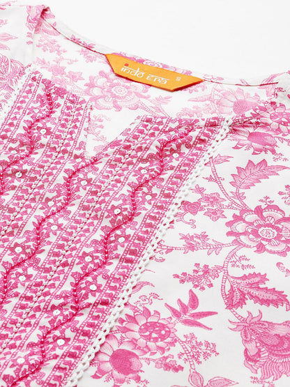 Dhiyona IE Floral Printed Kurta with Trousers & Dupatta
