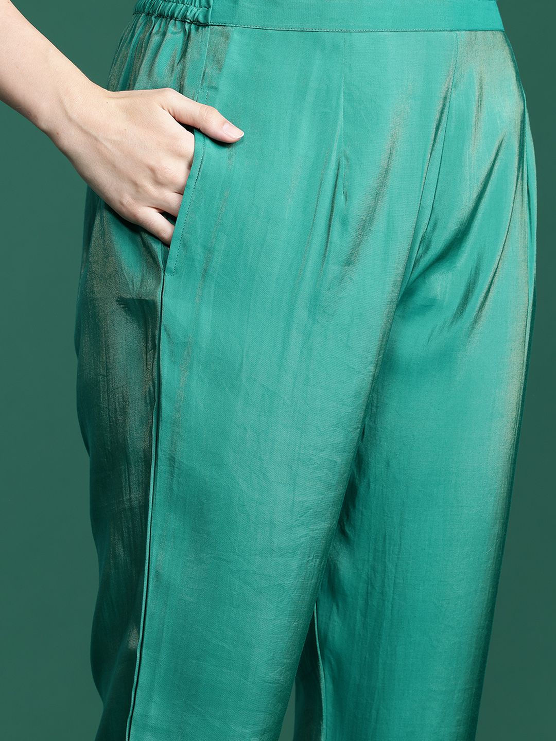 Dhiyona IE Ethnic Motifs Pure Silk Kurta with Trousers & With Dupatta