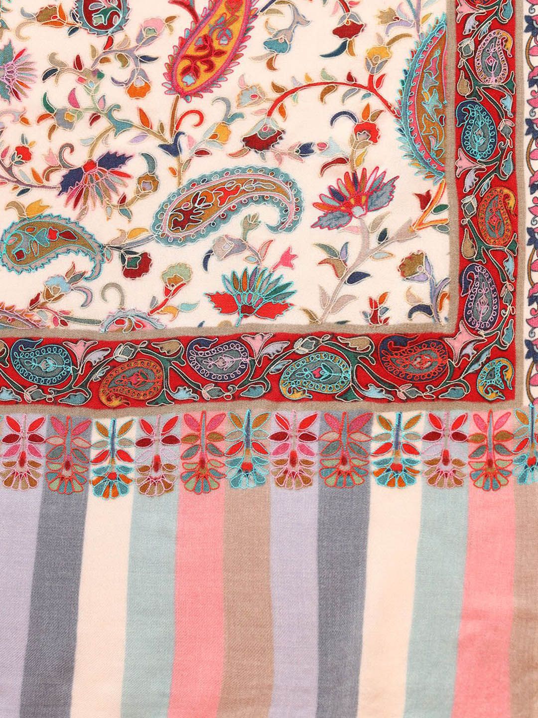 Dhiyona PA Naqqashi Pure Wool Kalamkari Paisley Embroidered Shawl