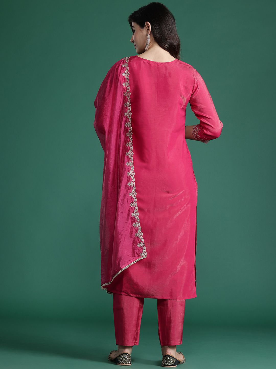Ethnic Motifs Embroidered Kurta with Trousers & With Dupatta