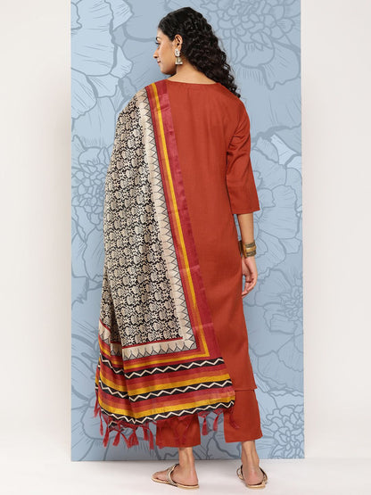 Dhiyona VA Women's Floral Yoke Design Regular Gotta Patti Kurta with Trousers & With Dupatta