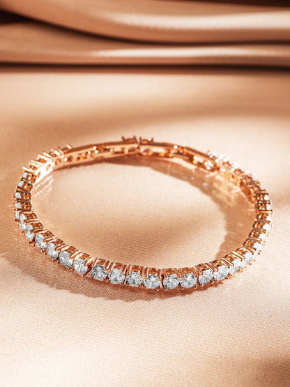 Dhiyona RJ Women's 18K Rose Gold Plated White Cubic Zirconia Statement Tennis Bracelet