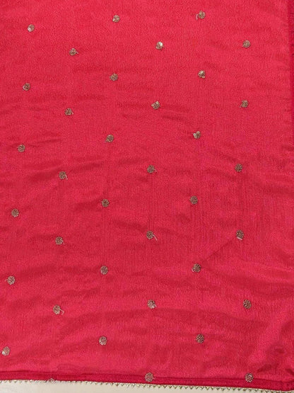 Dhiyona VA Women'sPink Gotta Patti Floral Embroidered V- Neck Empire Kurta With Trousers & Dupatta