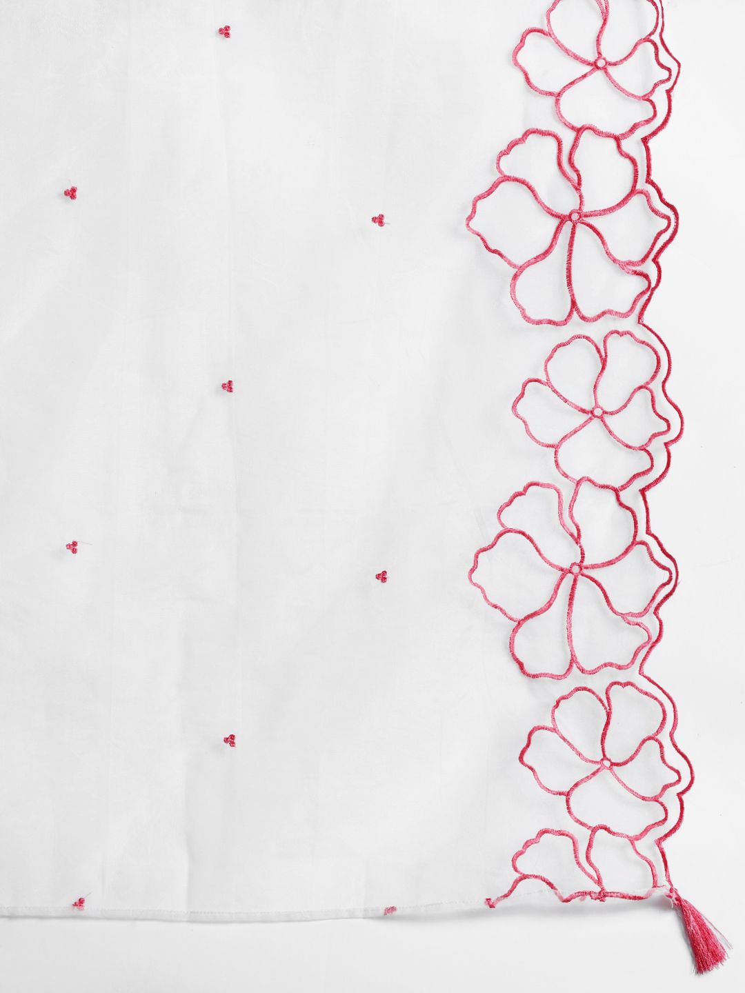 Floral Embroidered Pleated Thread Work Kurta with Trousers & With Dupatta