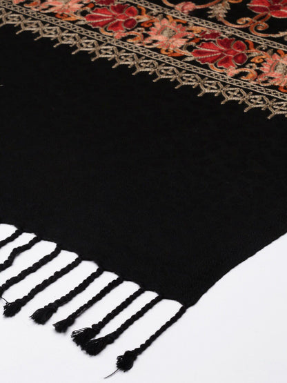 Dhiyona PA Women Black Embroidered Shawl