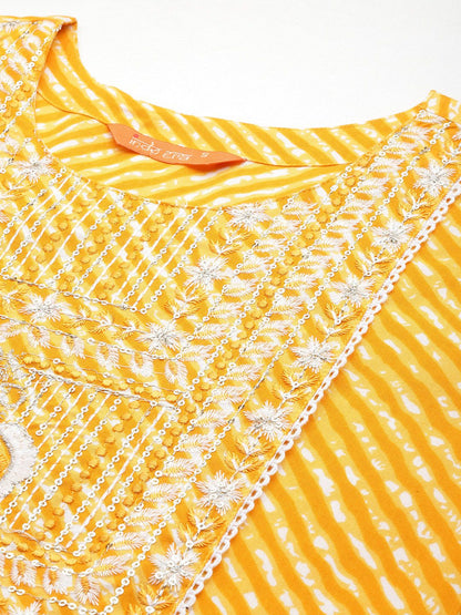 Dhiyona IE Leheriya Printed Sequinned Kurta