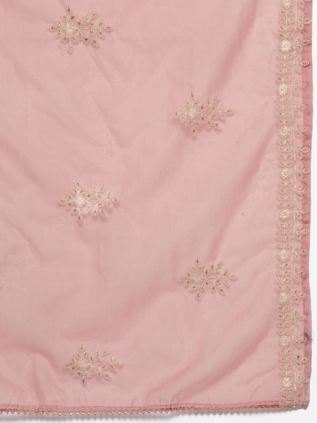 Dhiyona VA Women's Beige Thread Embroidered Pure Cotton Kurta with Trouser and Dupatta