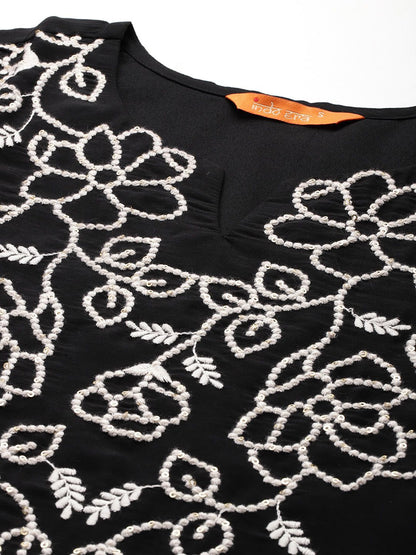 Dhiyona IE Floral Embroidered Thread Work Kurta With Trousers & Dupatta