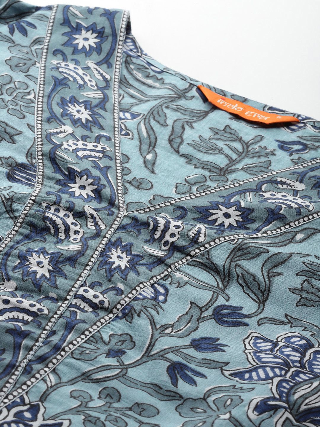 Dhiyona IE Floral Printed Regular Pure Cotton Kurta with Trousers & Dupatta