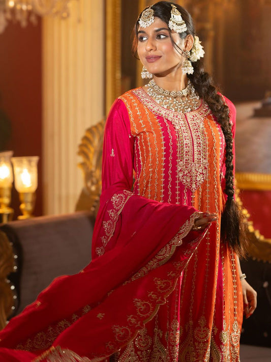 Women Ethnic Motifs Embroidered Regular Sequinned Kurta with Palazzos & With Dupatta