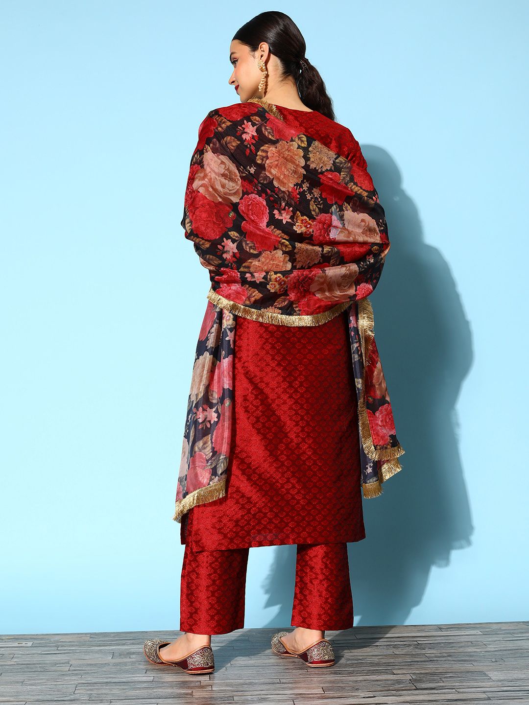 Dhiyona VA Women's Solid Silk Blend Hyper Texture Kurta Set