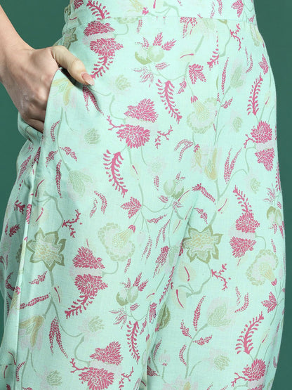 Floral Printed Regular Kurta with Trousers & Dupatta