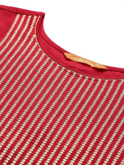 Empire Sequinned Liva Kurta with Trousers & With Dupatta