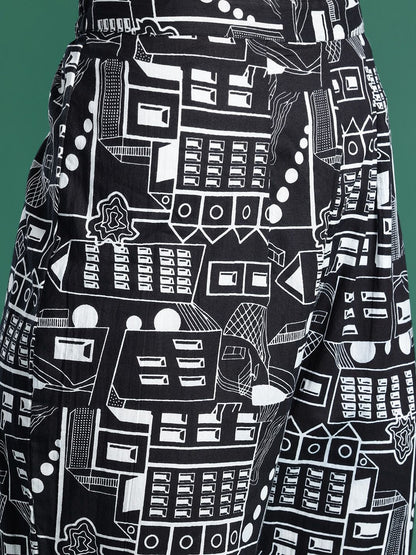 Dhiyona IE Women Printed Pleated Pure Cotton Kurta with Trousers