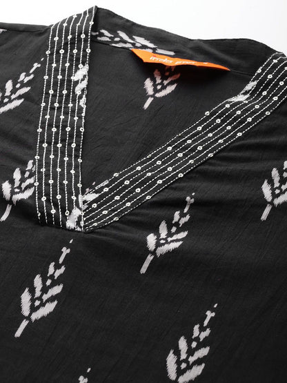 Dhiyona IE Ethnic Motifs Printed Pure Cotton Thread Work Kurta