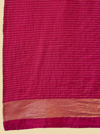 Dhiyona SO Women's Olive Floral Embroidered Thread Work Layered A-Line Kurta With Trousers & Dupatta