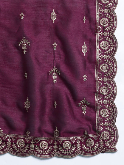 Ethnic Motifs Embroidered Sequinned Kurta with Trousers & With Dupatta